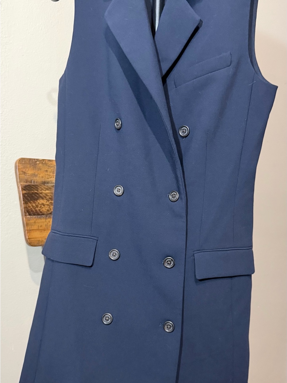 Chic Lauren Ralph Lauren Blue Double Breasted Sleeveless Size 2 Collared Work
